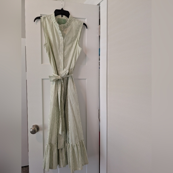 NWT Tillie Cocoanut Dress Seagrape Green Stripe Medium Midi Sundress Made In US - Picture 3 of 8